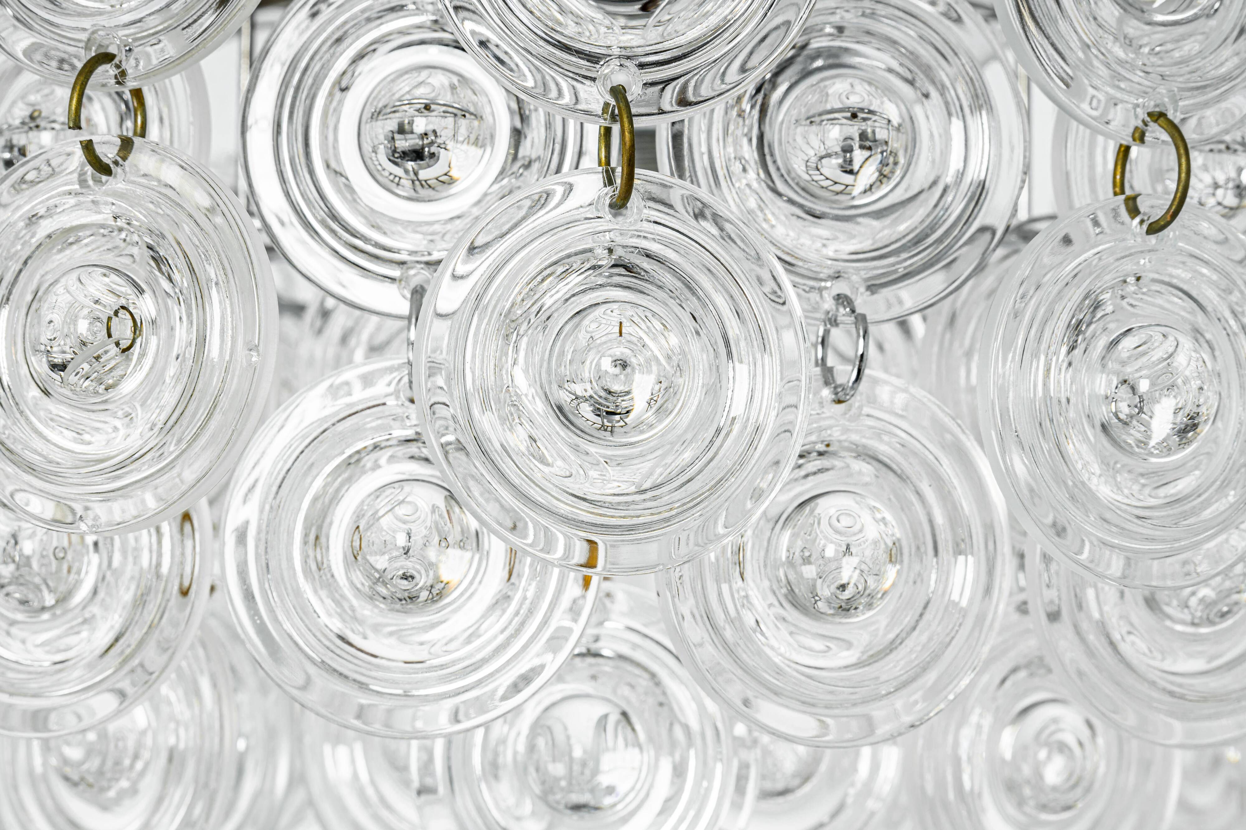 Small sparkling pendant light, chrome and crystal glass by Kinkeldey, Germany, 1970.