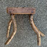 Solid wood stool in brutalist style
