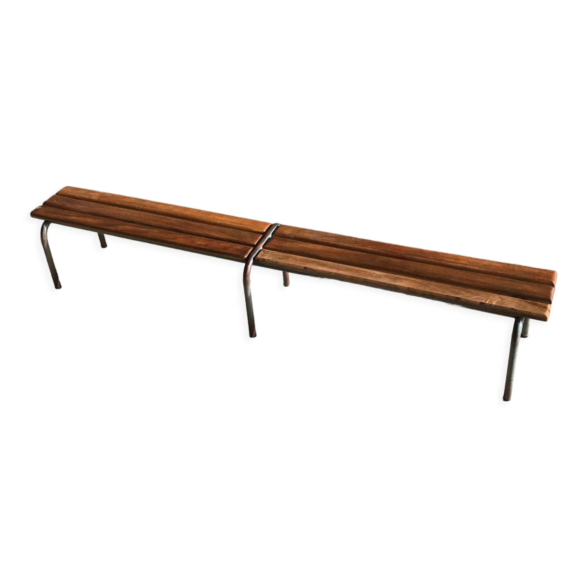 Vintage school bench base gray green