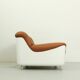 Fauteuil lounge Space Age en fibre de verre et cuir cognac, années 1970