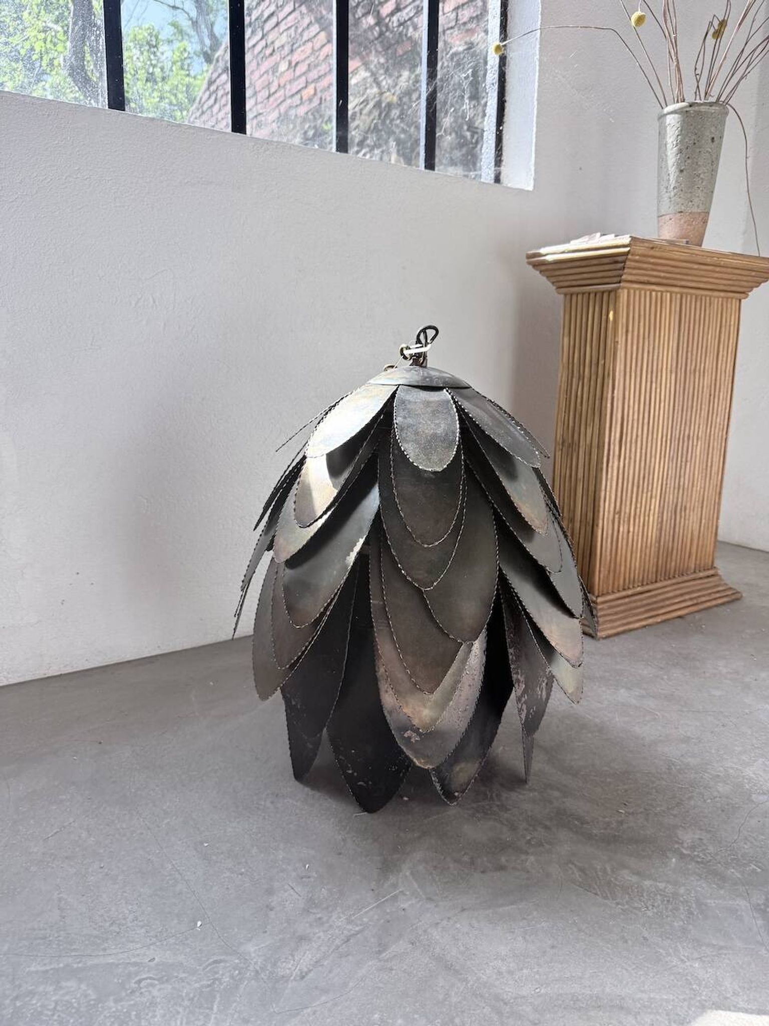 Brutalist suspension Jansen metal welded flower