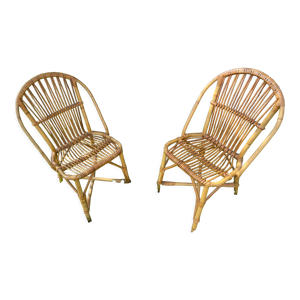 Paire de chaises rotin
