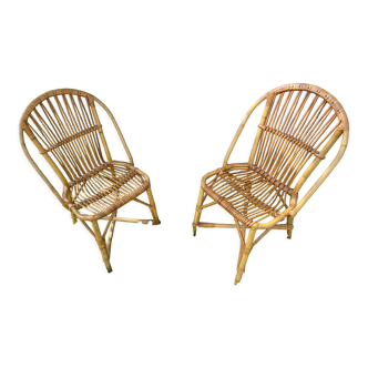 Paire de chaises rotin