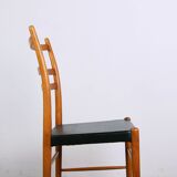 Series of 6 Swedish chairs in Elm and black Skai by Yngve Ekstrom for Gemla 1960.