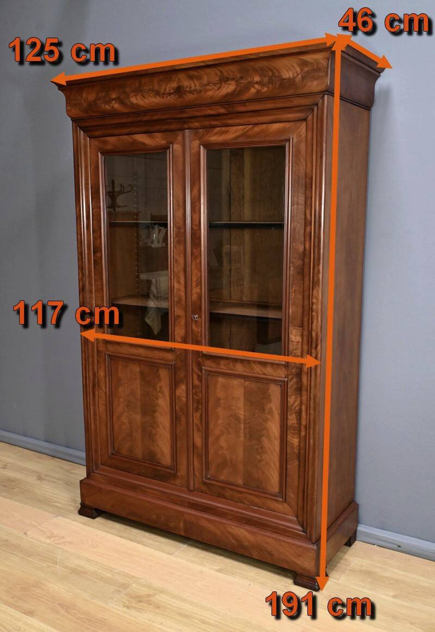 Mahogany Glass Bookcase, Restoration Period – Part 1 of the 19th Century