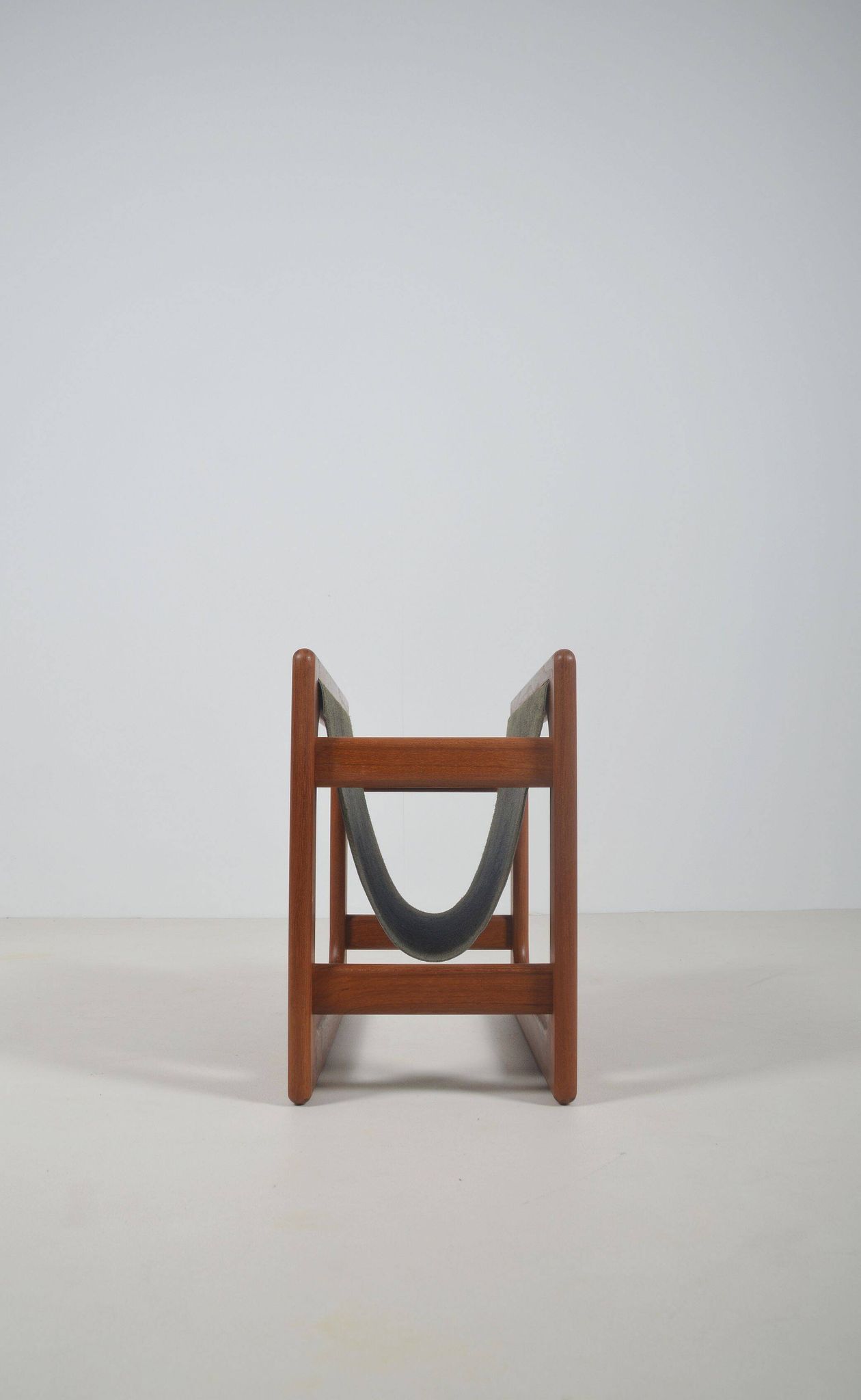 Danish magazine holder in teak and leather by Salin Møbler, 1970s