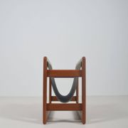 Danish magazine holder in teak and leather by Salin Møbler, 1970s