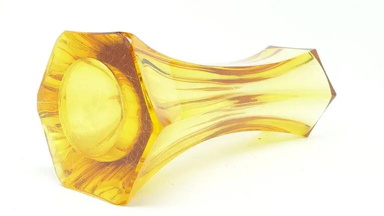 Art Deco vase, yellow crystal, designed by J. Hoffmann, Moser, Czech Republic, 1930s