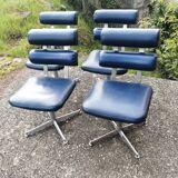 Set of 4 1970s hairdresser chairs in Space Age style.