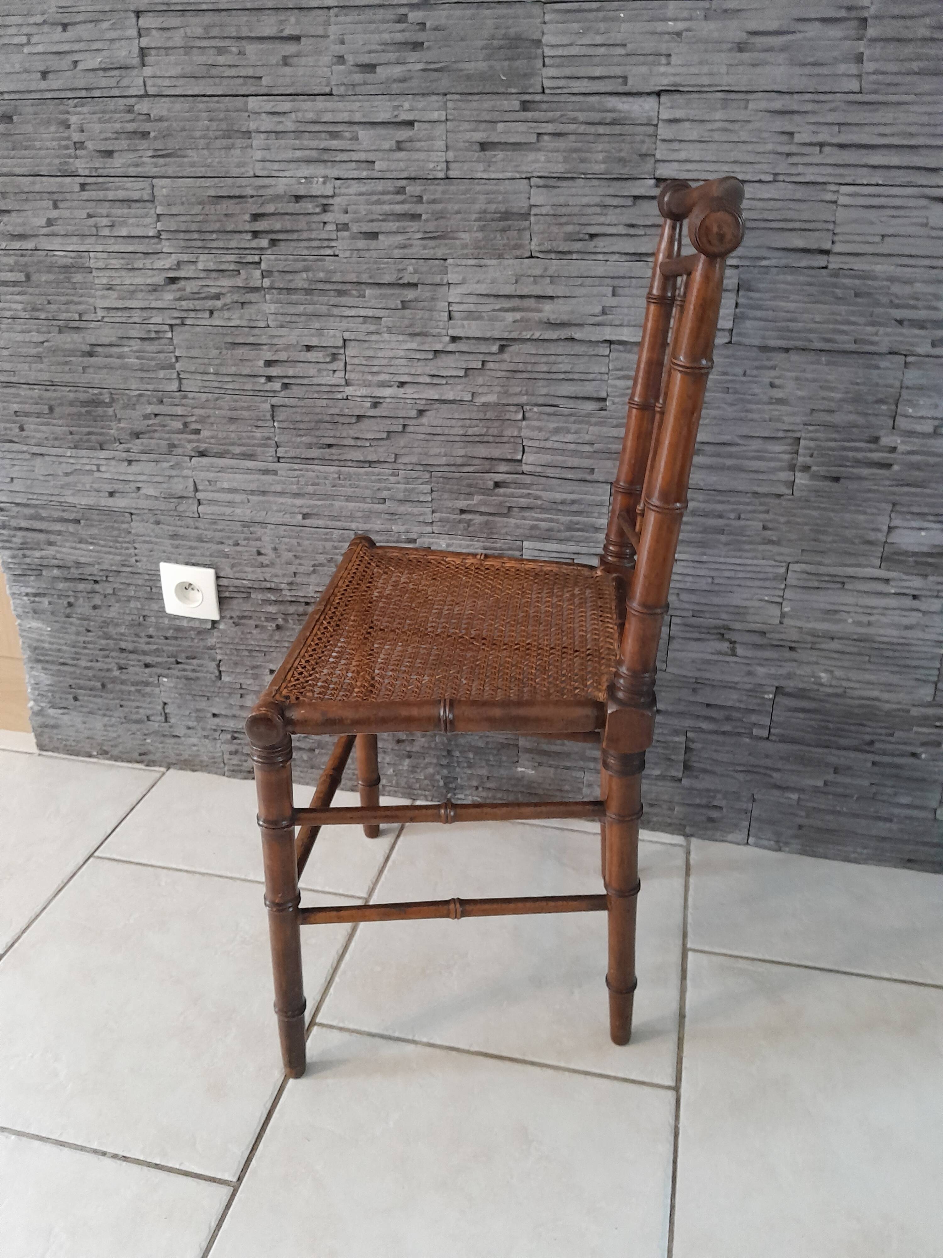 Bamboo style bedroom chair 1900 old Napoleon III