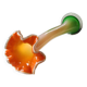 Large Floral Shaped Vase/Ruffled Neck. Blown/opaline art glass. Green/orange tones. Height 39.5 cm