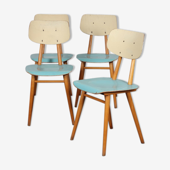 Suite de 4 chaises vintage éditées par Ton, 1960