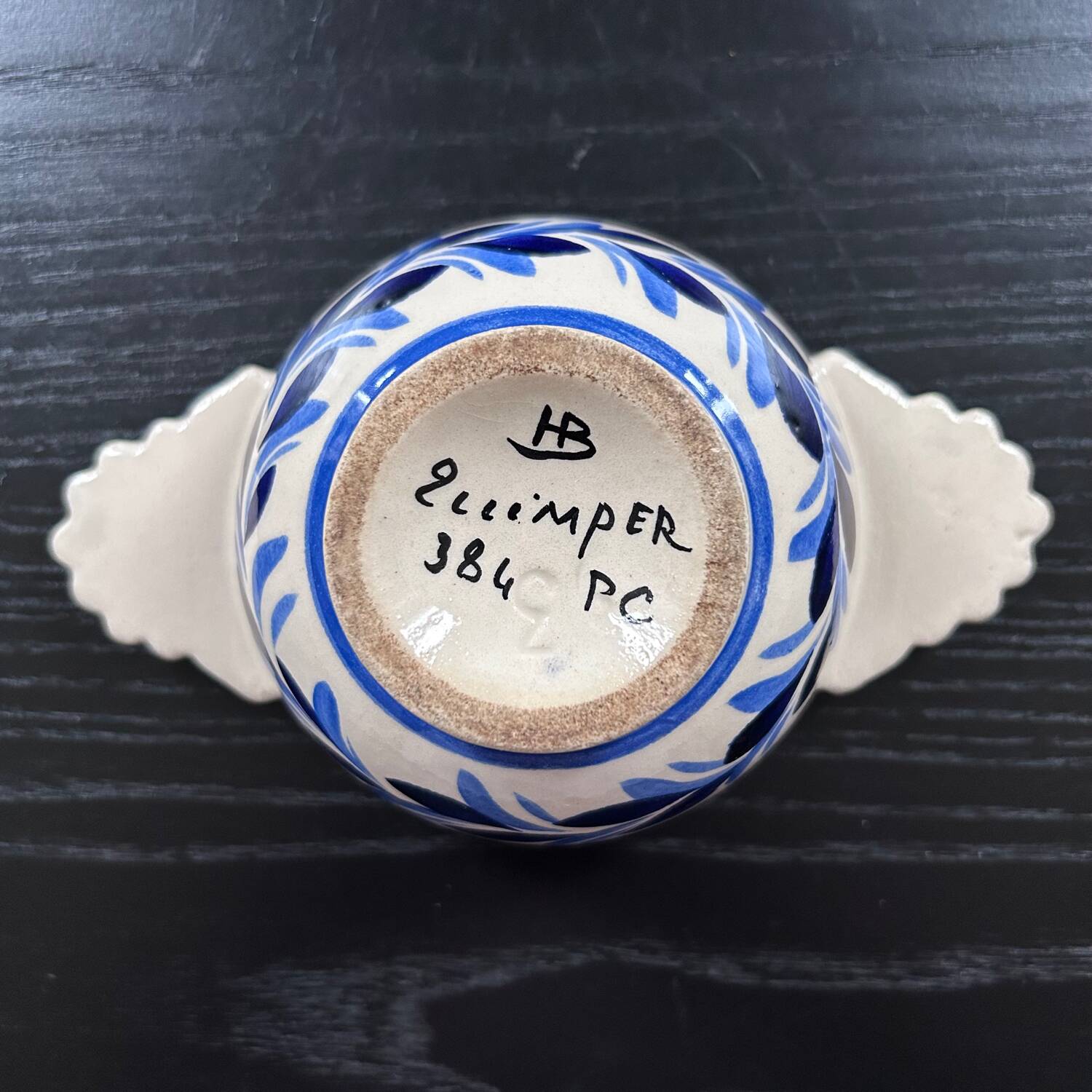 Blue bowl signed HB Quimper