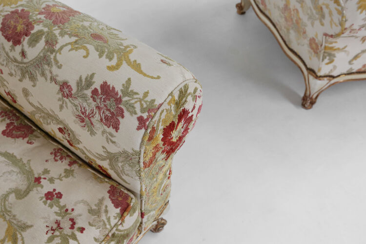 French set of lounge chairs in floral upholstery