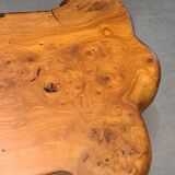 Coffee table signed in elm burl