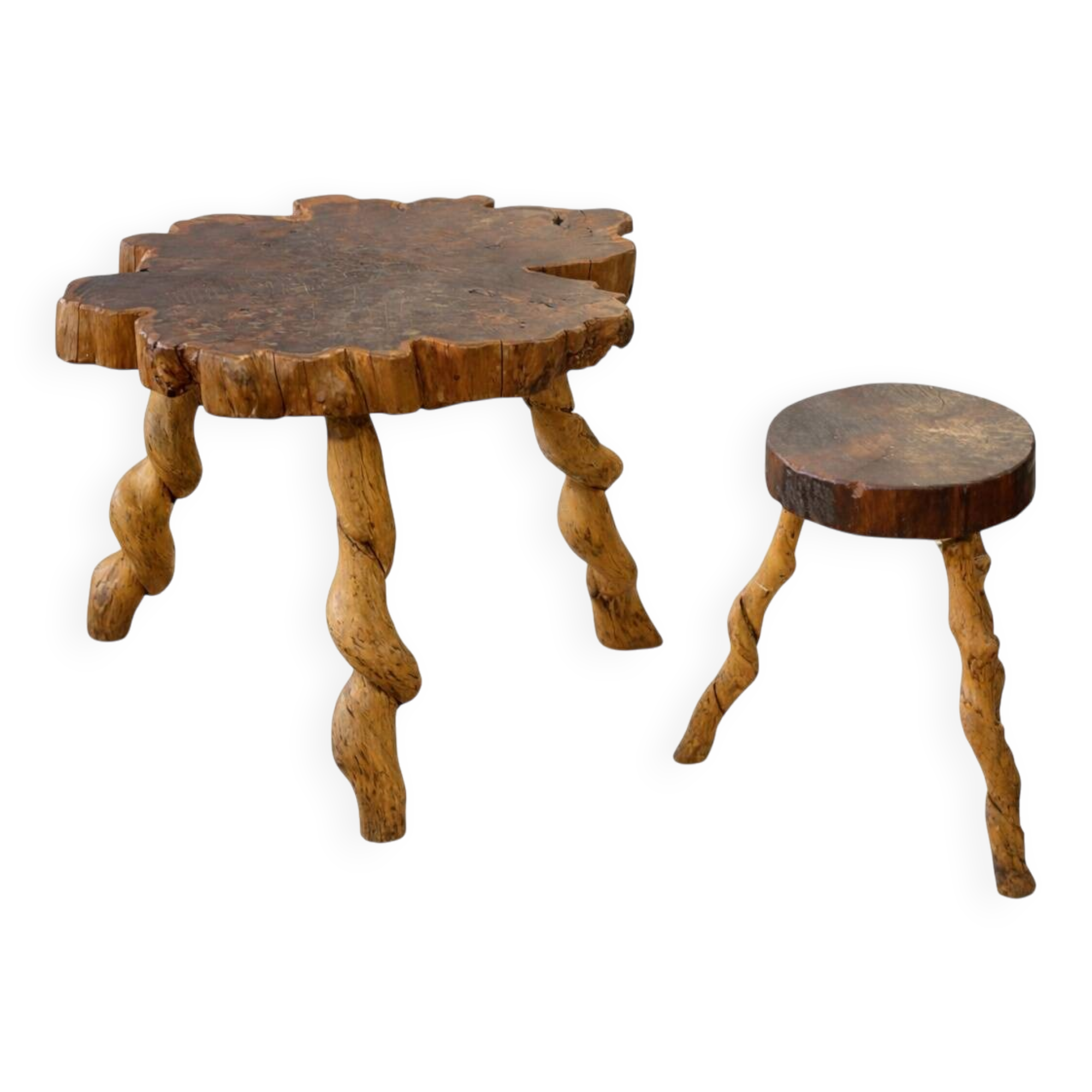 Brutalist table and stool