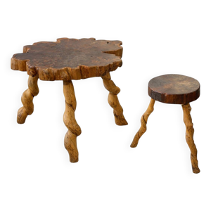 table et tabouret brutaliste