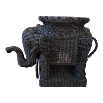 Rattan elephant table with vintage removable top