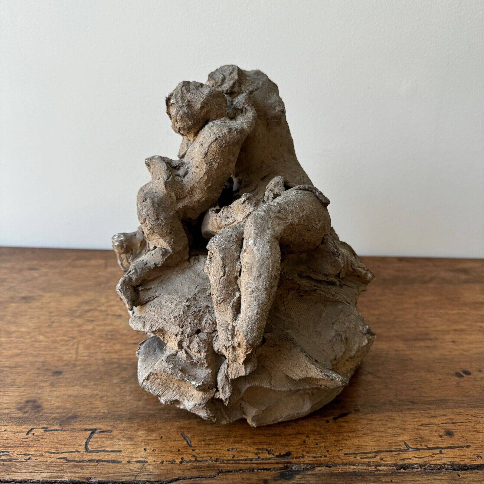 Workshop plaster cast by Ch. Filleul, child embracing a naked woman, 20th century