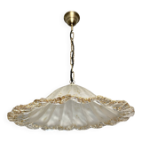 Suspension Murano frosted glass with orange splashes