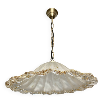 Suspension Murano frosted glass with orange splashes