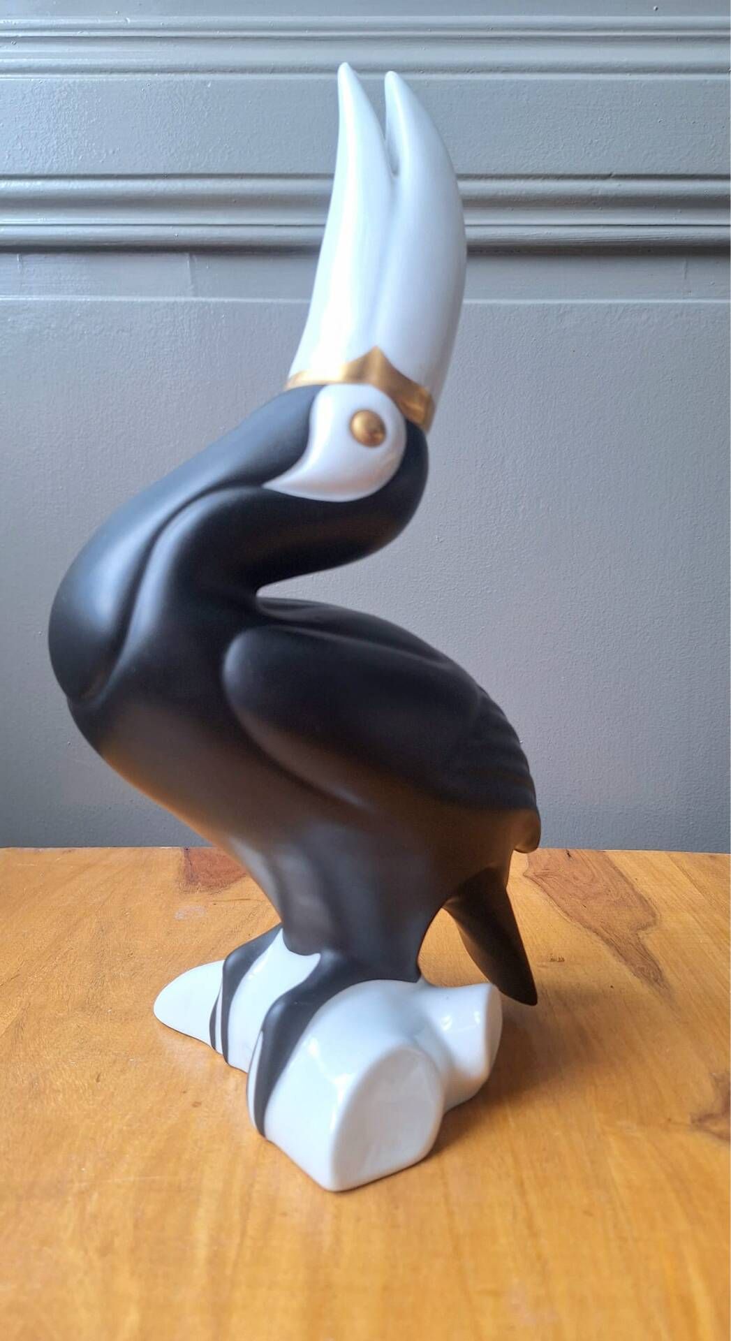 Art Deco toucan sculpture by Jaroslav Ježek for Royal Dux, work in p