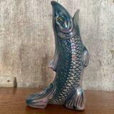 Antique fish shaped vase porcelain from france iridescent vintage