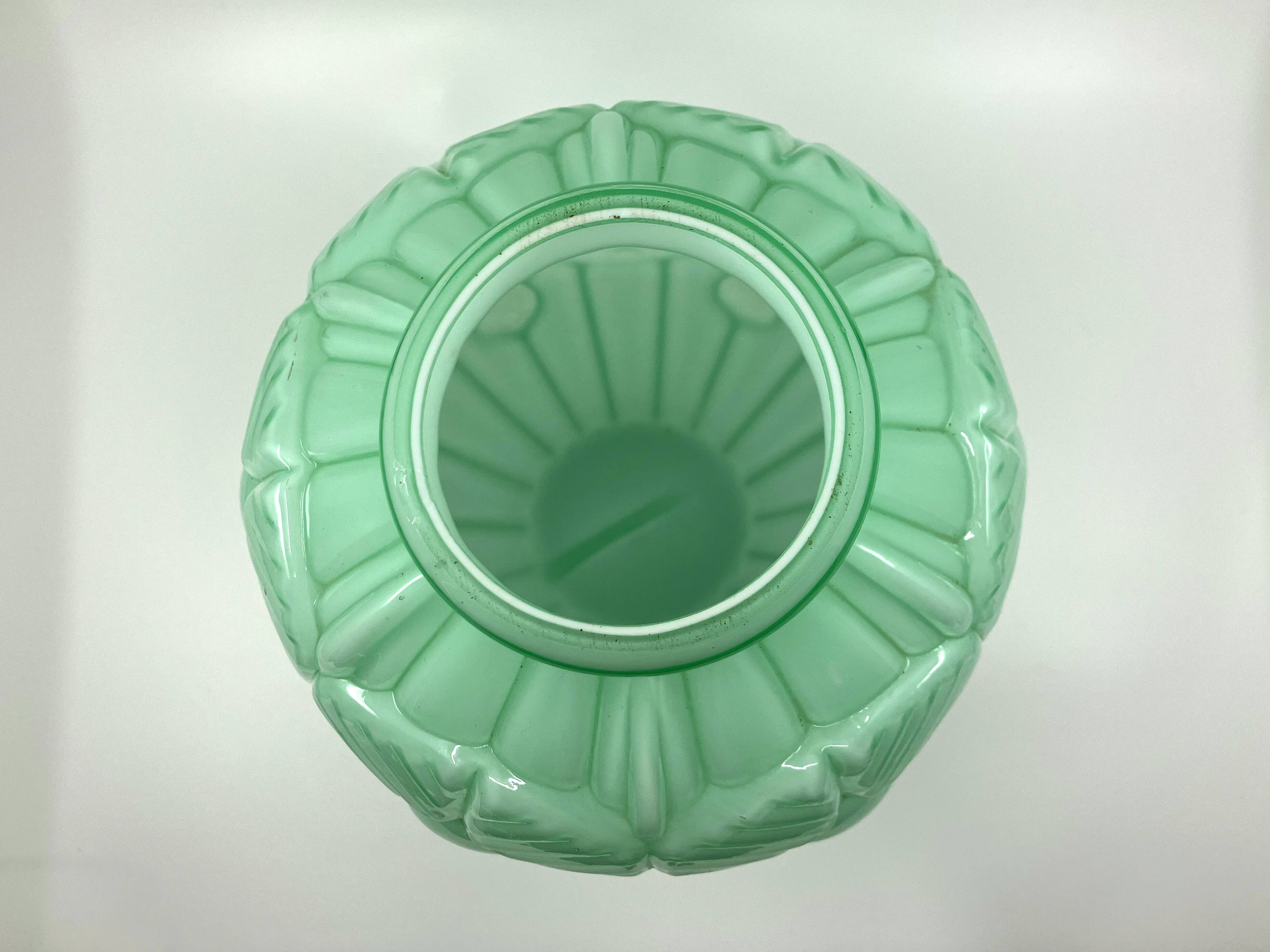 2 Art Deco vases in green opaline • Circa 1920/30