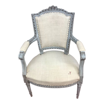 Armchair Cabriolet old Louis XVI style completely renovated