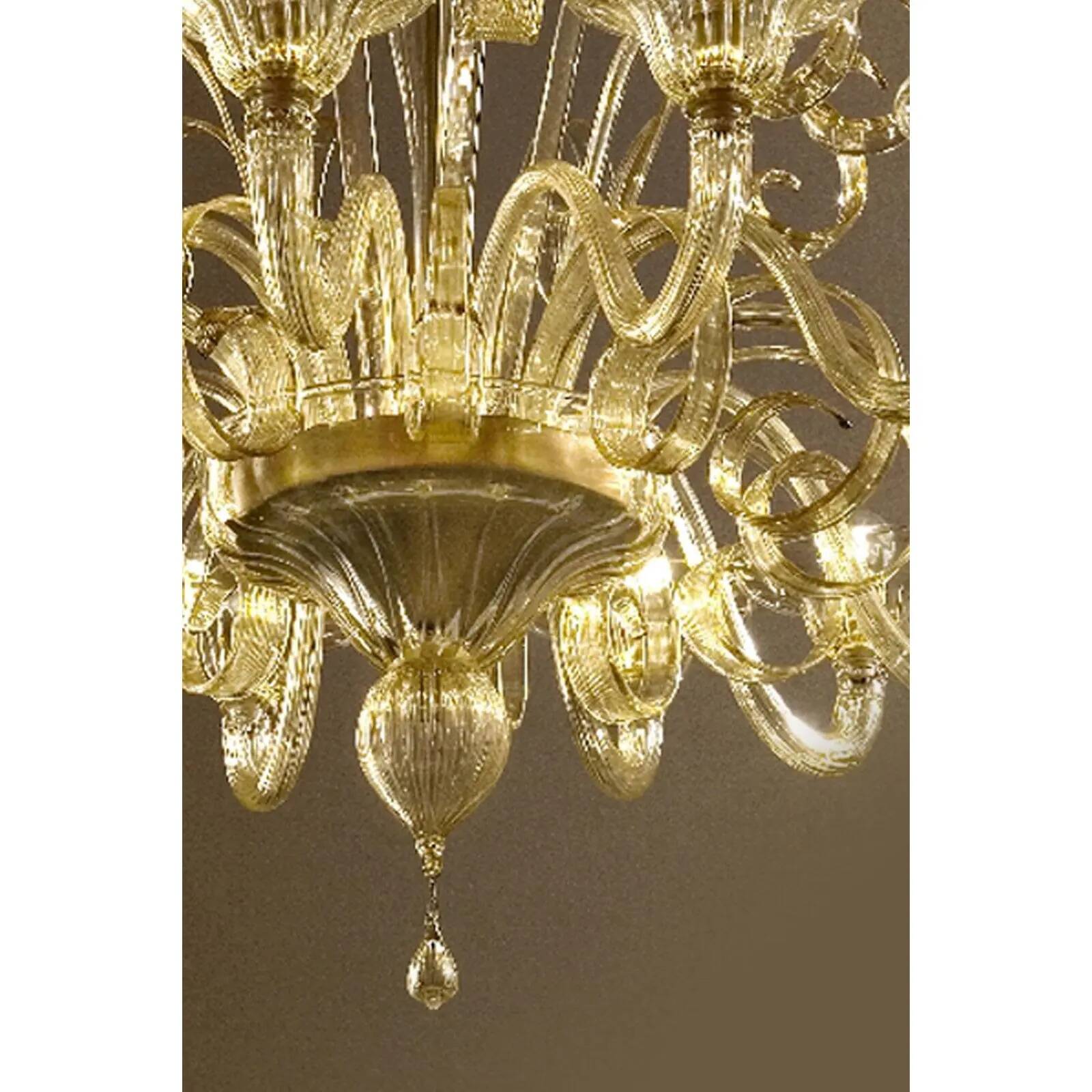 Modern Champagne Venetian “Curls” Murano Glass Chandelier