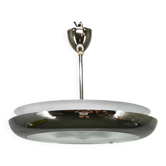Lustre en chrome et verre de style Bauhaus des années 1930, Tchécoslovaquie