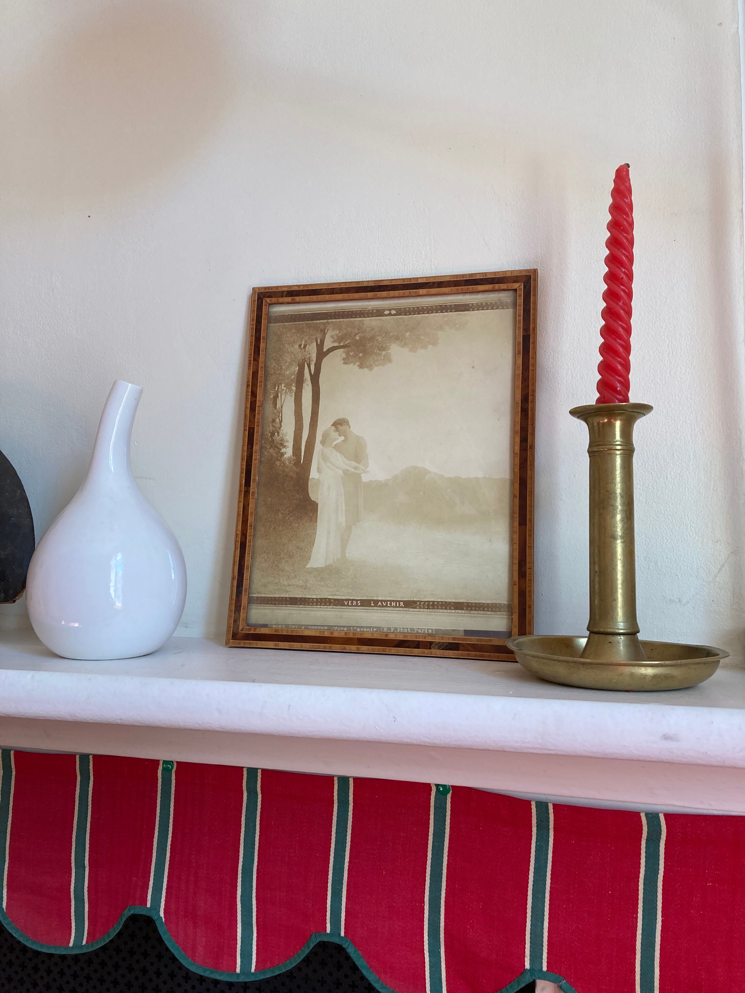 Old film photograph framed 1910 marquetry