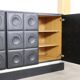 Midcentury Modern Brutalist Sideboard In Black Carved Wood And Chrome, Belgium, 1970s