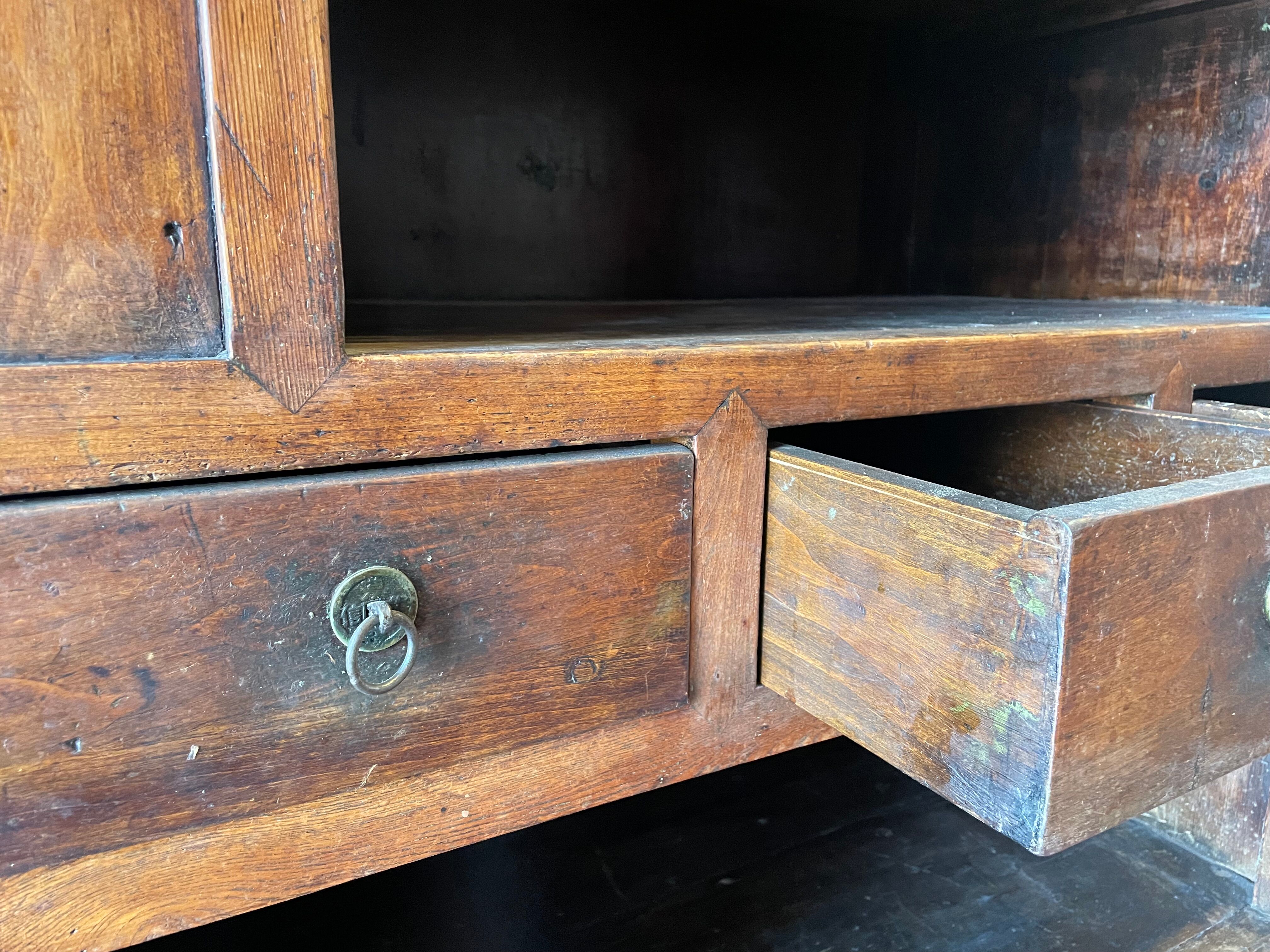 Chinese vessel cabinet 19th century in elm wood
