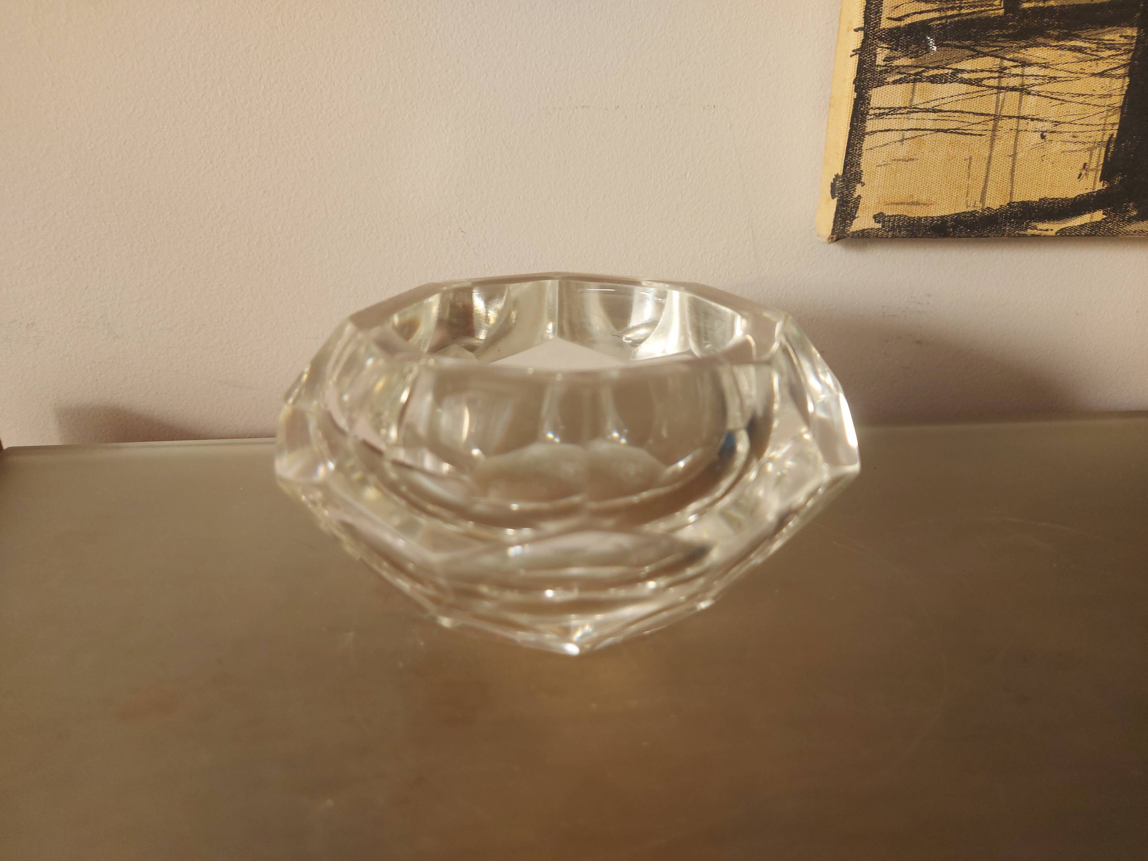 Vintage 70's faceted crystal ashtray