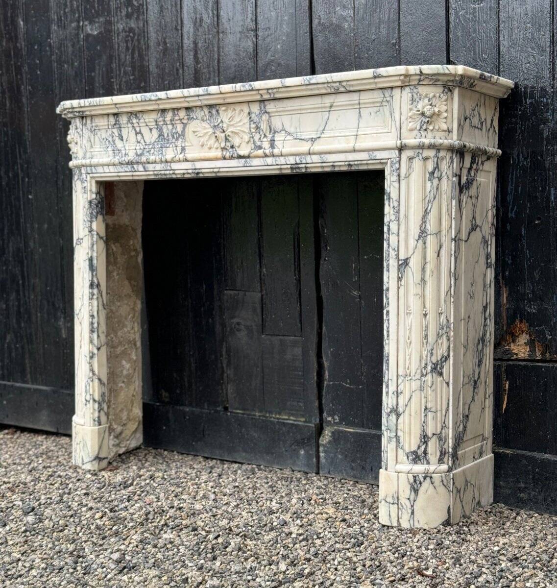 Louis XVI Style Fireplace In Violet Breccia Marble Circa 1880