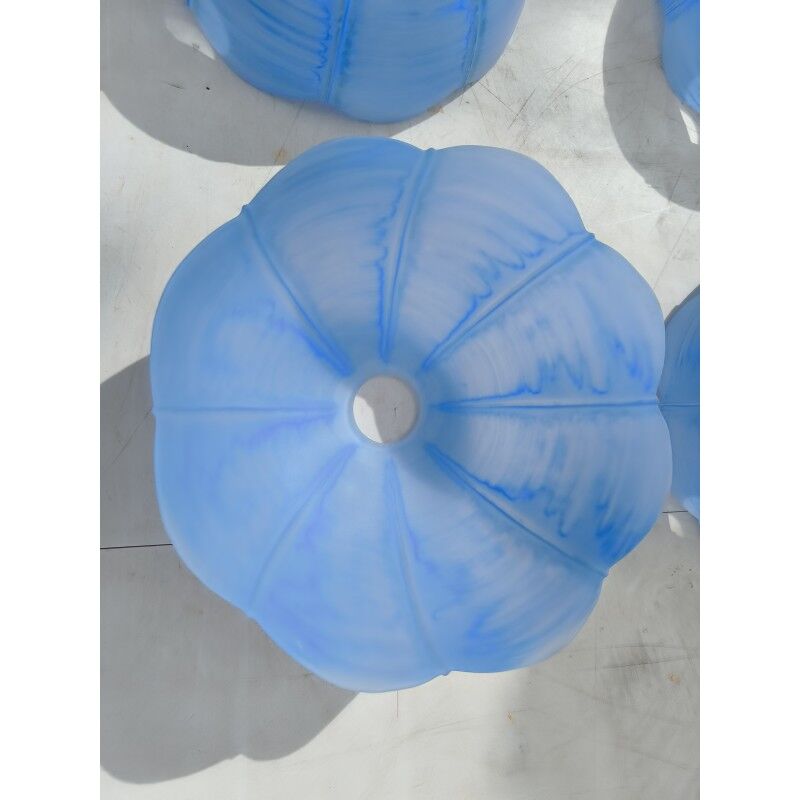 Set of 9 vintage blue opaline glass pendants