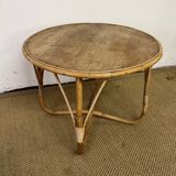 Small round vintage rattan table