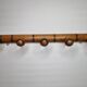 Old wooden coat rack turned in imitation of bamboo, 5 hooks, 63 cm