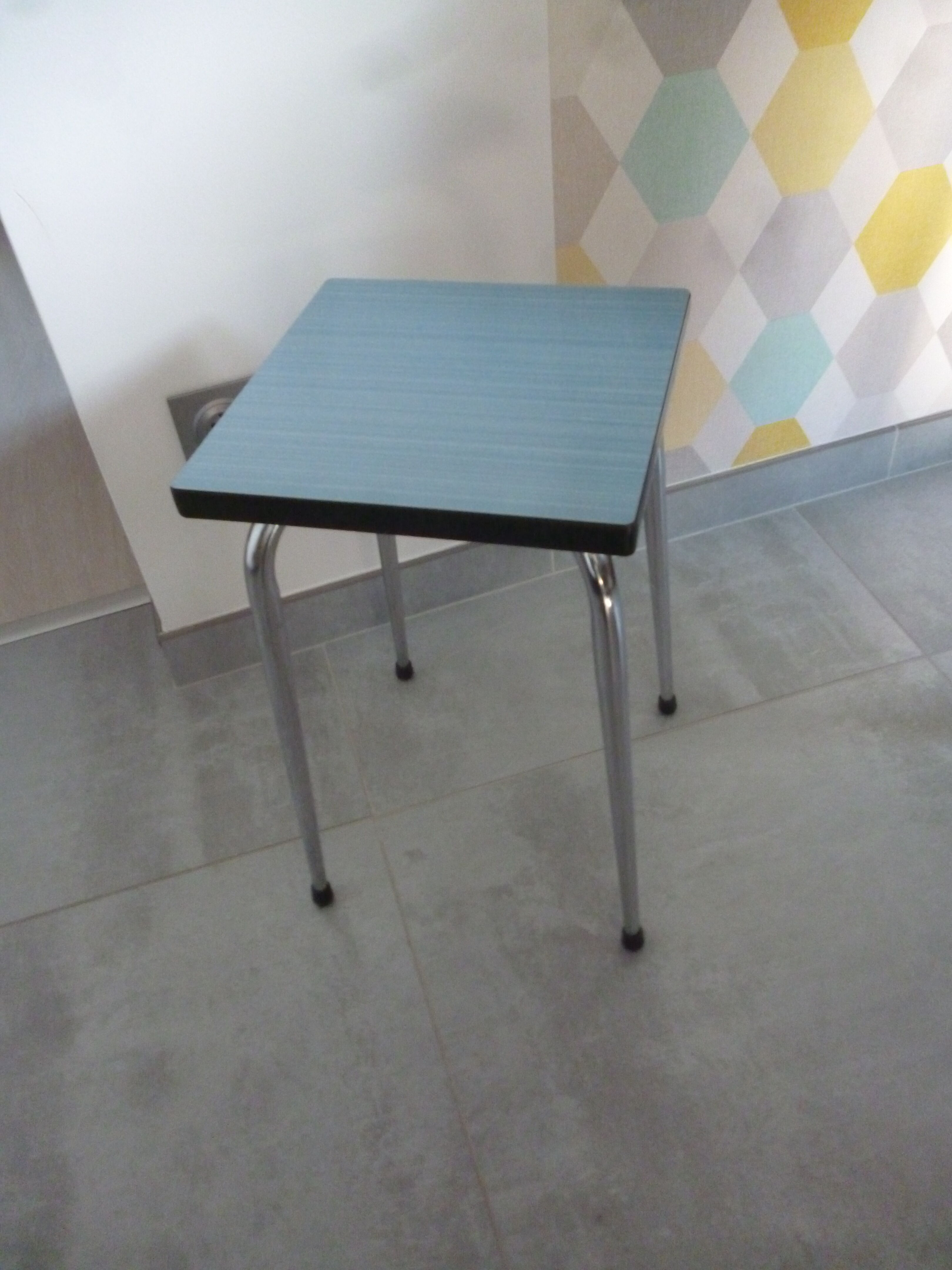 Blue Formica stool