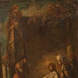 Religious painting The parable of the unfaithful farmer from the 17th century