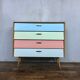 50s color formica shoe cabinet with compass feet