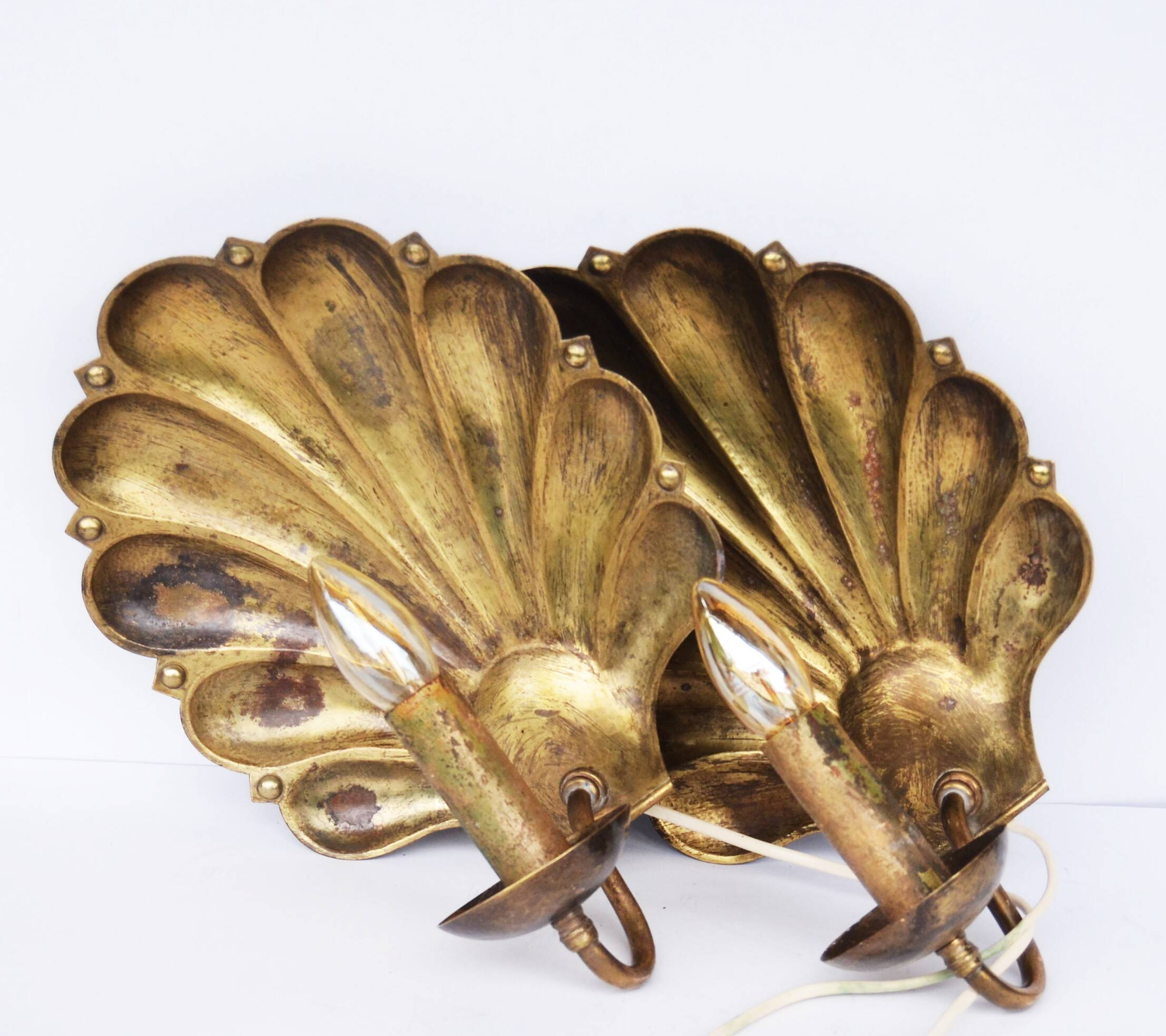 Appliques murales suédoises conçues par a.W. Borgh, coquillages de Jonkoping, Scandinavie