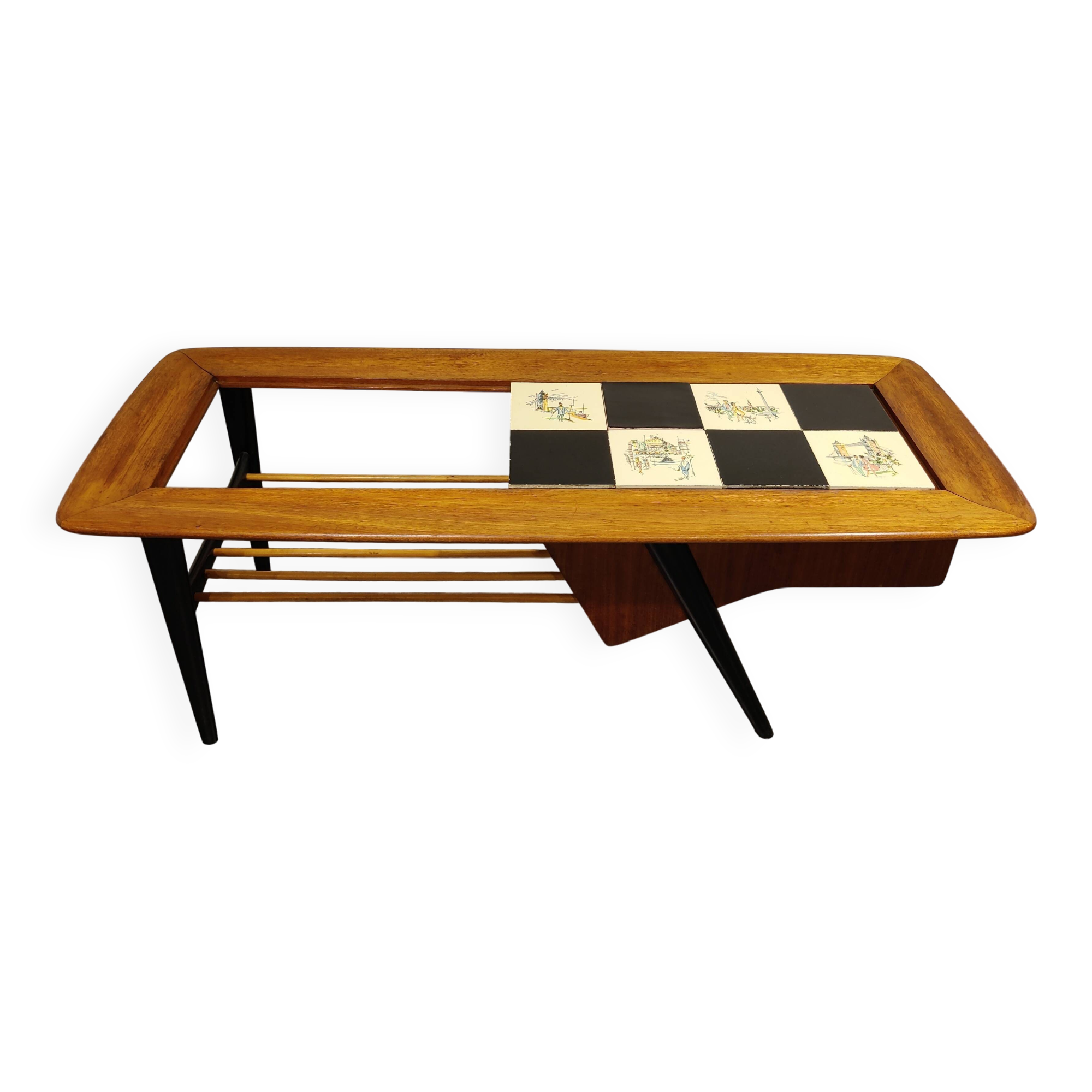 Vintage hidden bar coffee table by Alfred Hendrickx for Belfom, 1950s