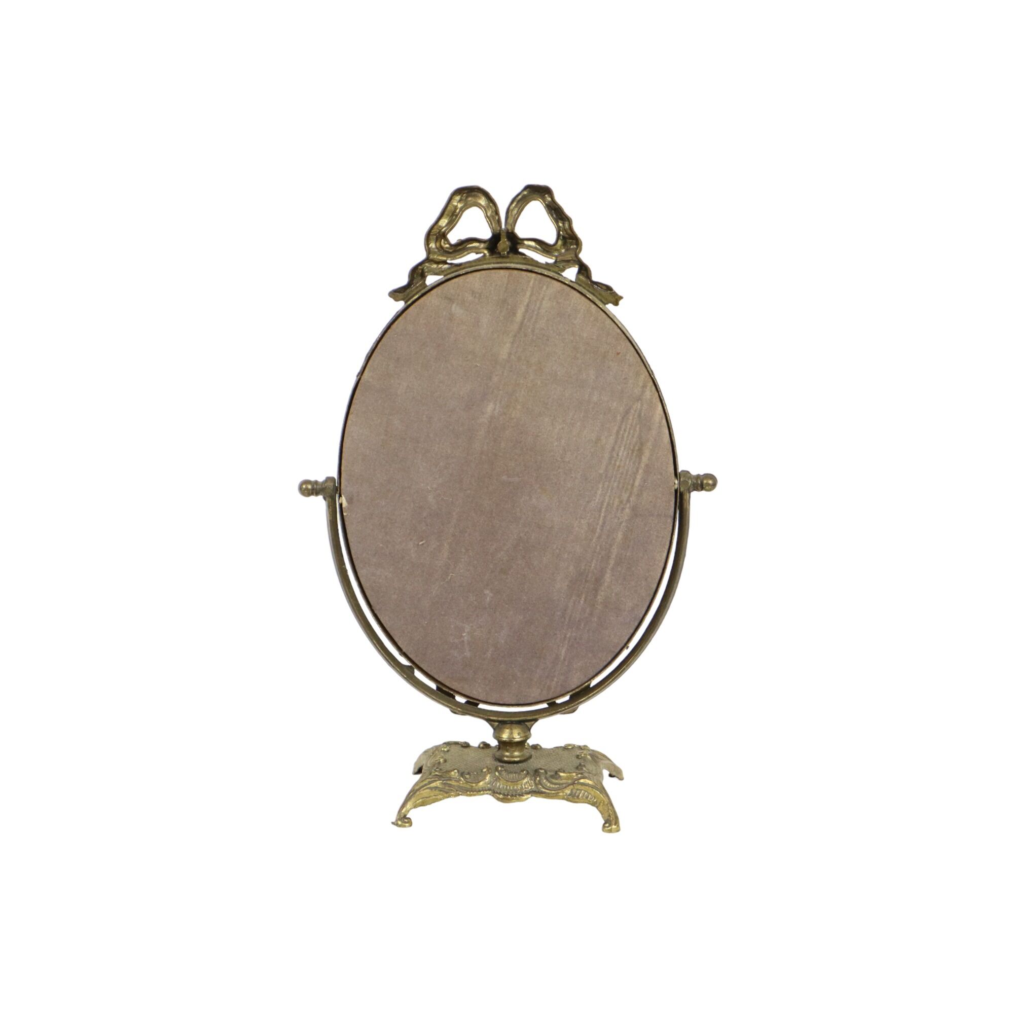 Vintage italian dressing mirror with bow baroque style gold tiltable 34cm