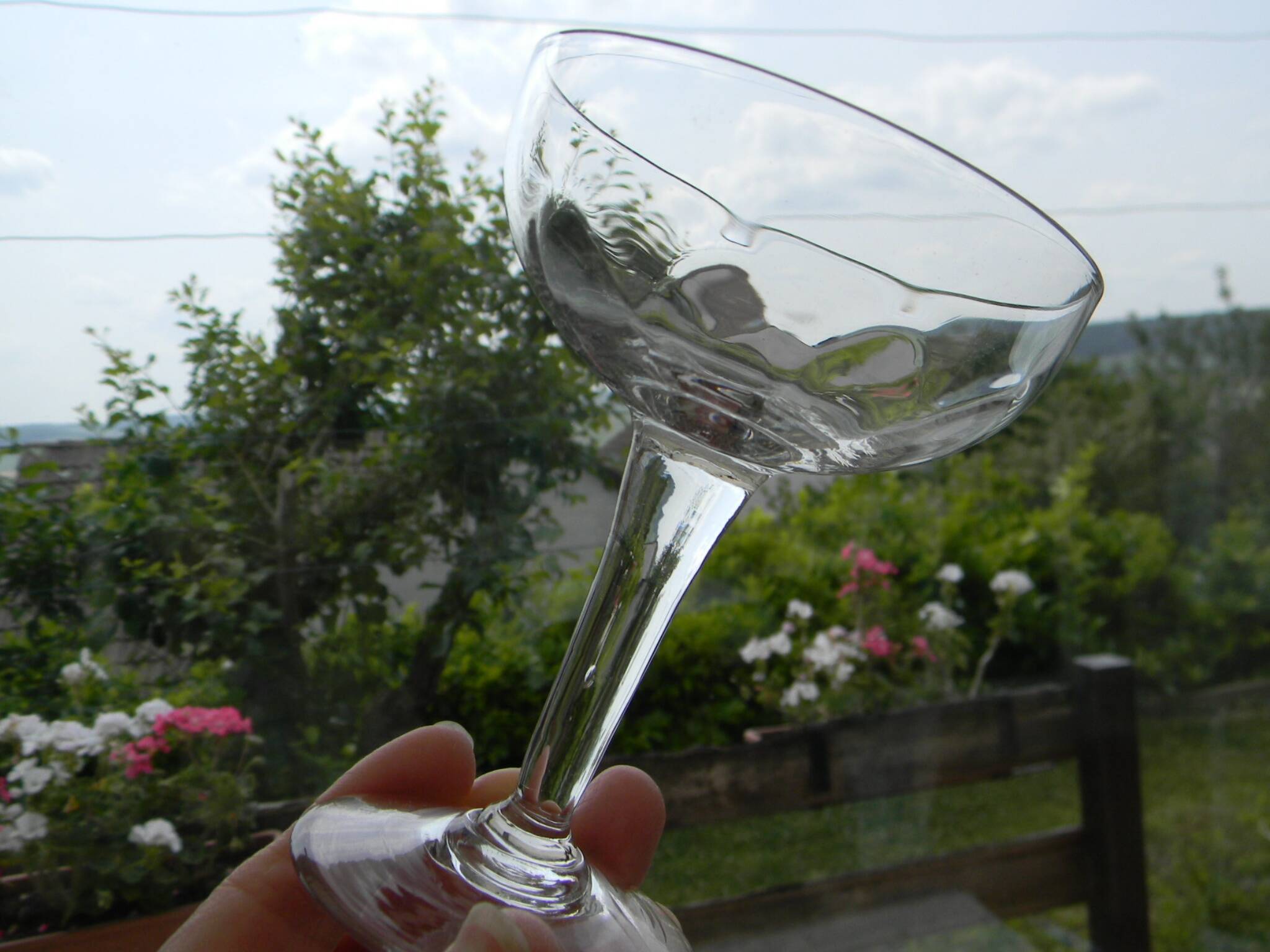 Set of 6 antique glass champagne glasses.