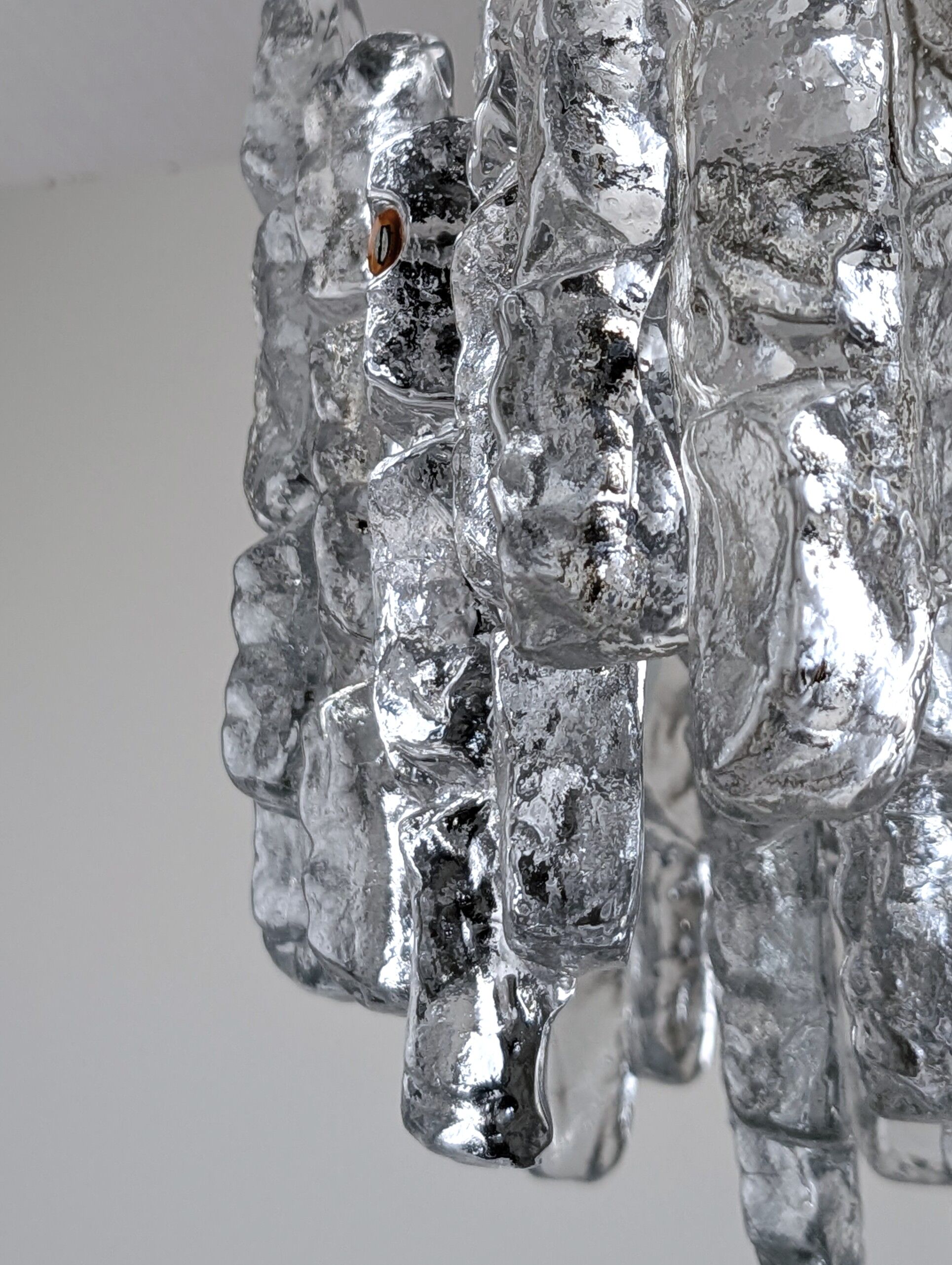 Kalmar Ice Glass chandelier, Austria, 1970s
