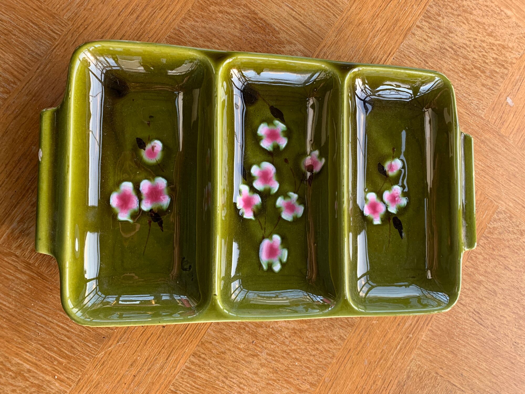 Servant 3 compartments poet Laval ceramic enamelled France vintage and collector