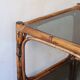 Pair of bamboo and rattan bedside tables, smoked glass tops.