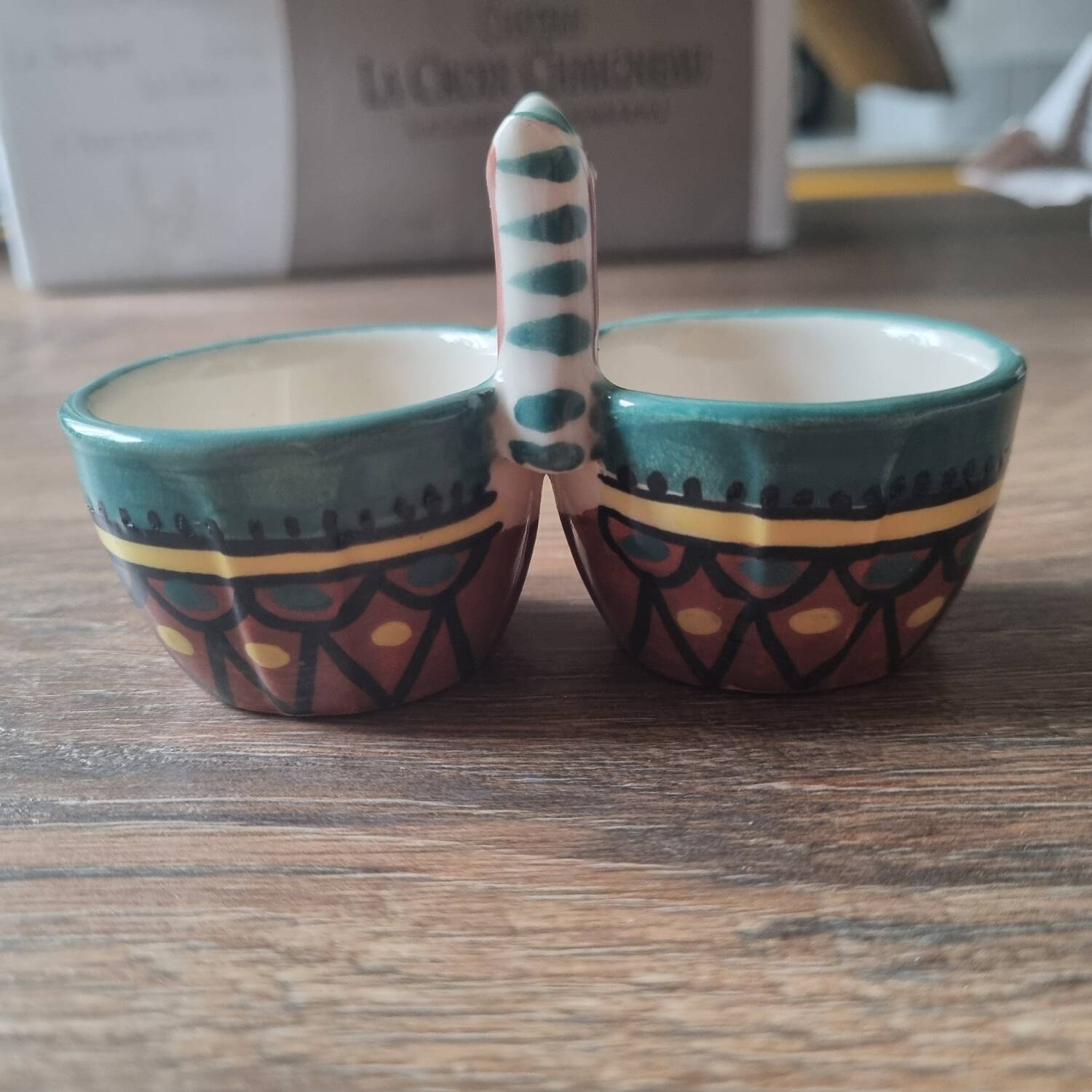 Enamelled ceramic salt cellars HB Henriot Quimper